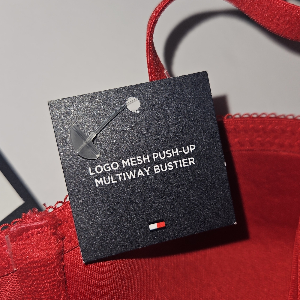 Tommy Hilfiger Red Women's Bra 34B Push Up Logo Mesh 5 Hoock Adjustable Sraps - Picture 8 of 15